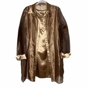 Vintage Anna Womens Size 2XL 90s Y2K Square Neck Dress Sheer Jacket Set